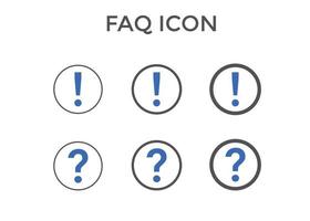 conjunto de ilustración de vector de icono de preguntas frecuentes. signo de interrogación