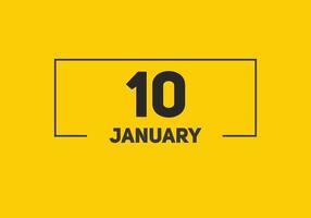 january 10 calendar reminder. 10th january daily calendar icon template. Calendar 10th january icon Design template. Vector illustration