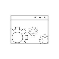 iconos de optimización de sitios web. icono de línea de símbolo de desarrollo de página web. concepto de seo y diseño web vector