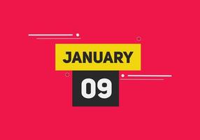 january 9 calendar reminder. 9th january daily calendar icon template. Calendar 9th january icon Design template. Vector illustration