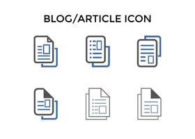 conjunto de blog, iconos de artículos ilustración vectorial.símbolo de icono de blogs para seo, sitio web y aplicaciones móviles. vector