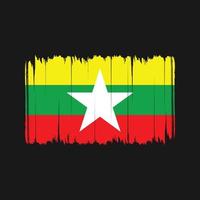 trazos de pincel de la bandera de myanmar. bandera nacional vector