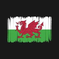 trazos de pincel de la bandera de Gales. bandera nacional vector