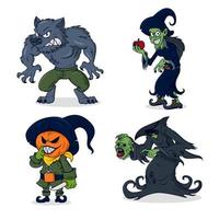 conjunto de caracteres de monstruo de halloween vector