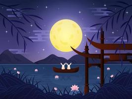 Mid Autumn Scenery Background vector