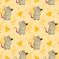 patrón vectorial con ratón y queso vector