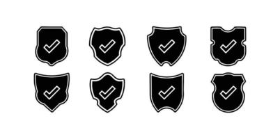 set of vector illustration Shield icon, Shield with check mark in line style isolated on white background