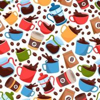 Various Cup Of Black Coffee Seamless Pattern vector