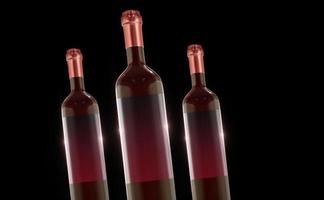 Bottle Wine  3D Rendering  Mockup Desing photo