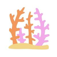 corales en el arrecife. plantas submarinas. submarino tropical exótico. ilustración de dibujos animados plana vector