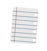 Blank lined sheet. White page. Template for text. Hand drawn doodle style vector illustration, back to school concept image, line art