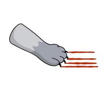 Grey cat foot. Scratch with blood trail. Aggression and injuries. Evil behavior of pet - Cartoon flat illustration vector