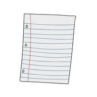 Notebook sheet. White blank page. Paper list from notepad. Flat cartoon icon vector