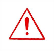 Red Danger sign. Exclamation mark in a triangle. Attention and caution. Brush stroke style vector