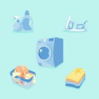 Set of laundry elements vector