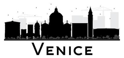 Silueta en blanco y negro del horizonte de la ciudad de Venecia. vector