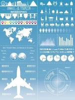 conjunto infográfico de viaje con puntos de referencia, iconos y mapa mundial vector