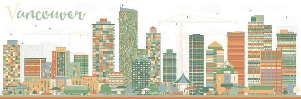 Abstract Vancouver skyline with color landmarks. vector