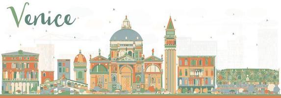 Abstract Venice Skyline Silhouette with Color Buildings. vector