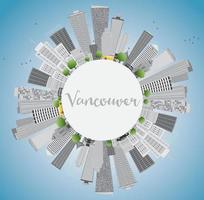 Vancouver skyline with gray buildings, blue sky and copy space. vector