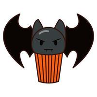 Batcake. Halloween candy. Cute bat on a muffin. vector