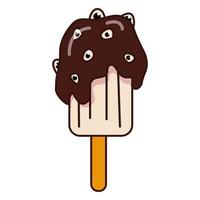 helado en un palo con chocolate con ojos. dulce de Halloween. espolvorea en forma de ojos sobre chocolate en paletas heladas. vector