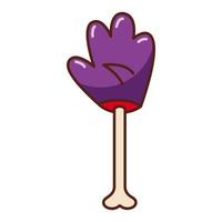 Halloween Lollipop. Lollipop as part of a hand on a stick in the shape of a bone. vector