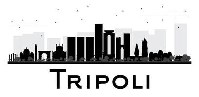 Silueta en blanco y negro del horizonte de la ciudad de Trípoli. vector