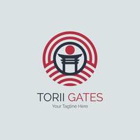 japanese torii gate circle logo template design for brand or company and other vector