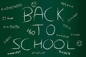 Back to school written on blackboard next to mathematical formulas vector