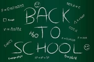 Back to school written on blackboard next to mathematical formulas vector