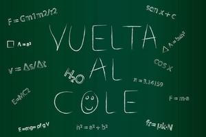 Back to school written on blackboard next to mathematical formulas, says back to shool vector