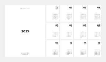 calendario 2023 estilo minimalista de moda. juego de calendario de escritorio de 12 páginas. diseño de planificador de calendario mínimo para plantilla de impresión. ilustración vectorial vector