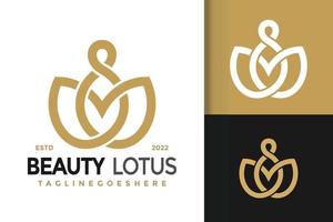 M Beauty Lotus Bloom Logo Design, brand identity logos vector, modern logo, Logo Designs Vector Illustration Template