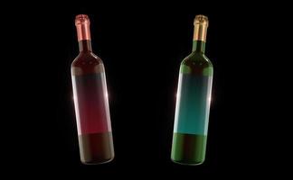 Bottle Wine  3D Rendering  Mockup Desing photo