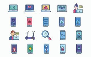 conjunto de iconos de desarrollo de software y sitios web vector