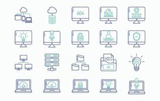 conjunto de iconos de desarrollo de software y sitios web vector