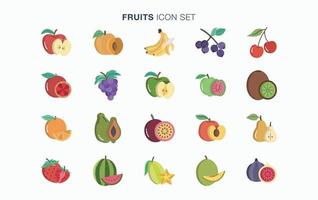 conjunto de iconos de frutas y rebanadas frescas vector