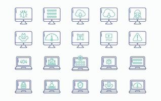 conjunto de iconos de desarrollo de software y sitios web vector