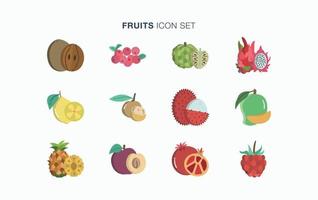 conjunto de iconos de frutas y rebanadas frescas vector