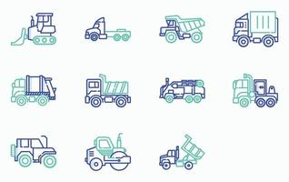 vehicles and transportation icon set vector