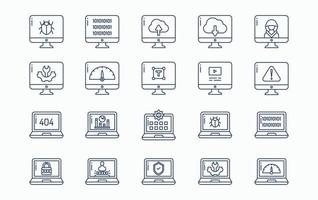 conjunto de iconos de desarrollo de software y sitios web vector