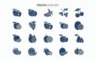 conjunto de iconos de frutas y rebanadas frescas vector