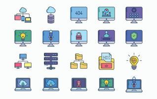 conjunto de iconos de desarrollo de software y sitios web vector