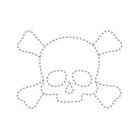 Skull and Crossbones tracing worksheet for kids vector