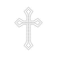 Christian Cross tracing worksheet for kids vector