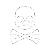 Skull and Crossbones tracing worksheet for kids vector