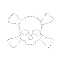 Skull and Crossbones tracing worksheet for kids vector