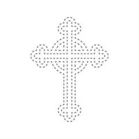 Christian Cross tracing worksheet for kids vector