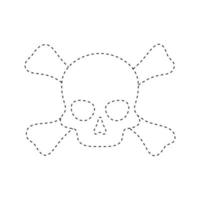 Skull and Crossbones tracing worksheet for kids vector